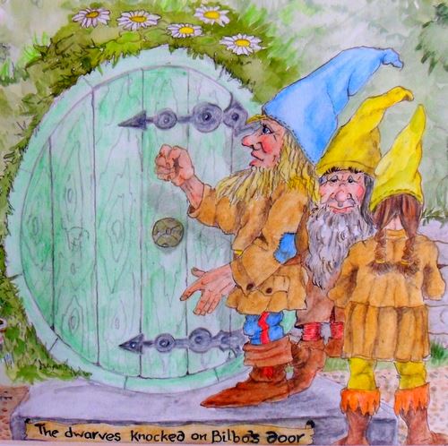 dwarves knocks on hobbit door