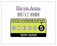 haven arms food hygiene rating