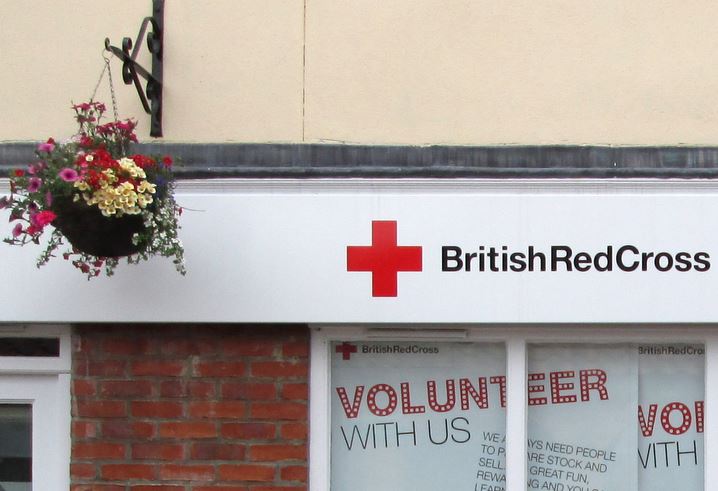red cross shop sign hedon