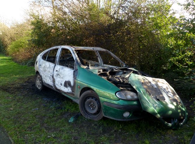 car after blaze front