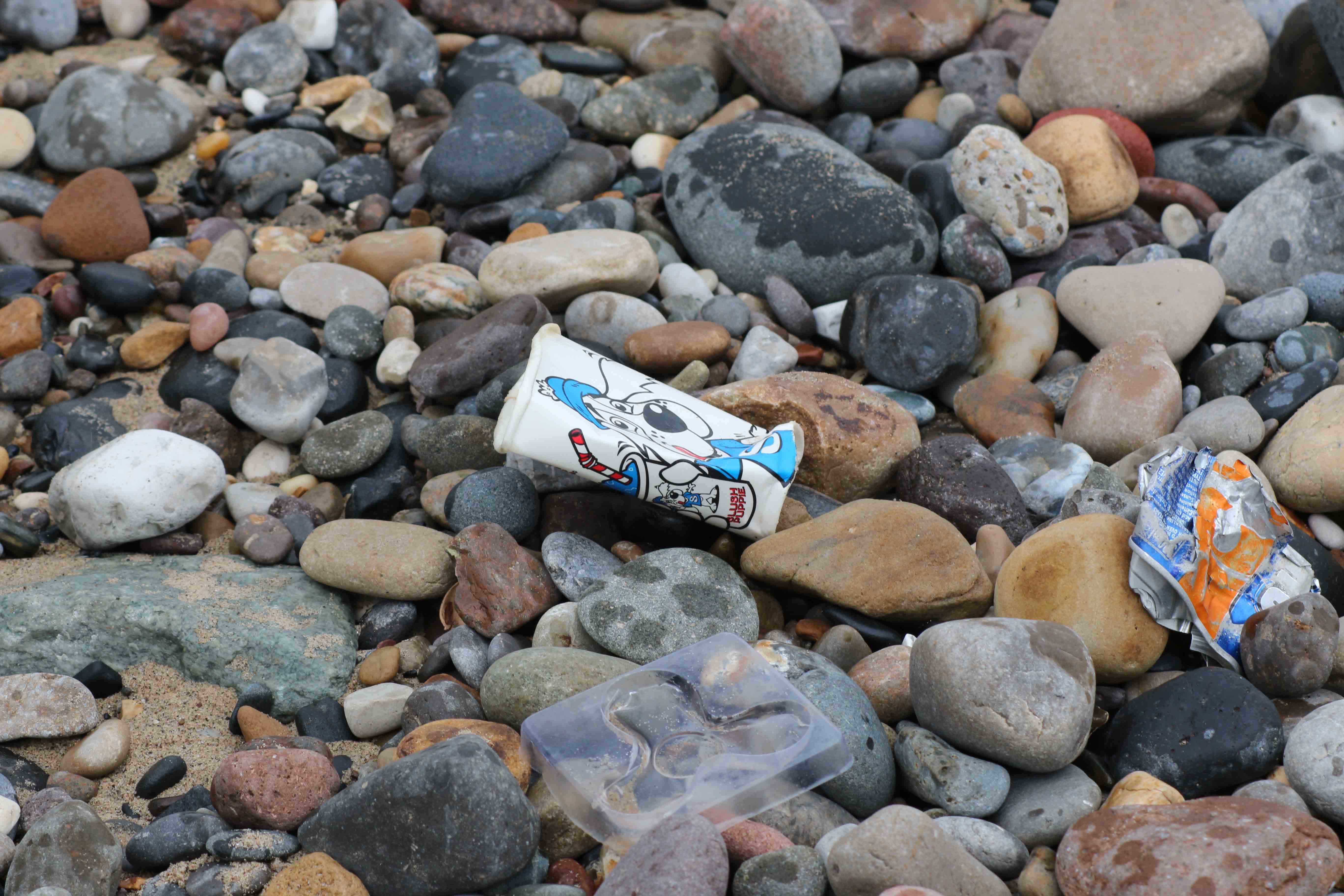 beach stones rubbish