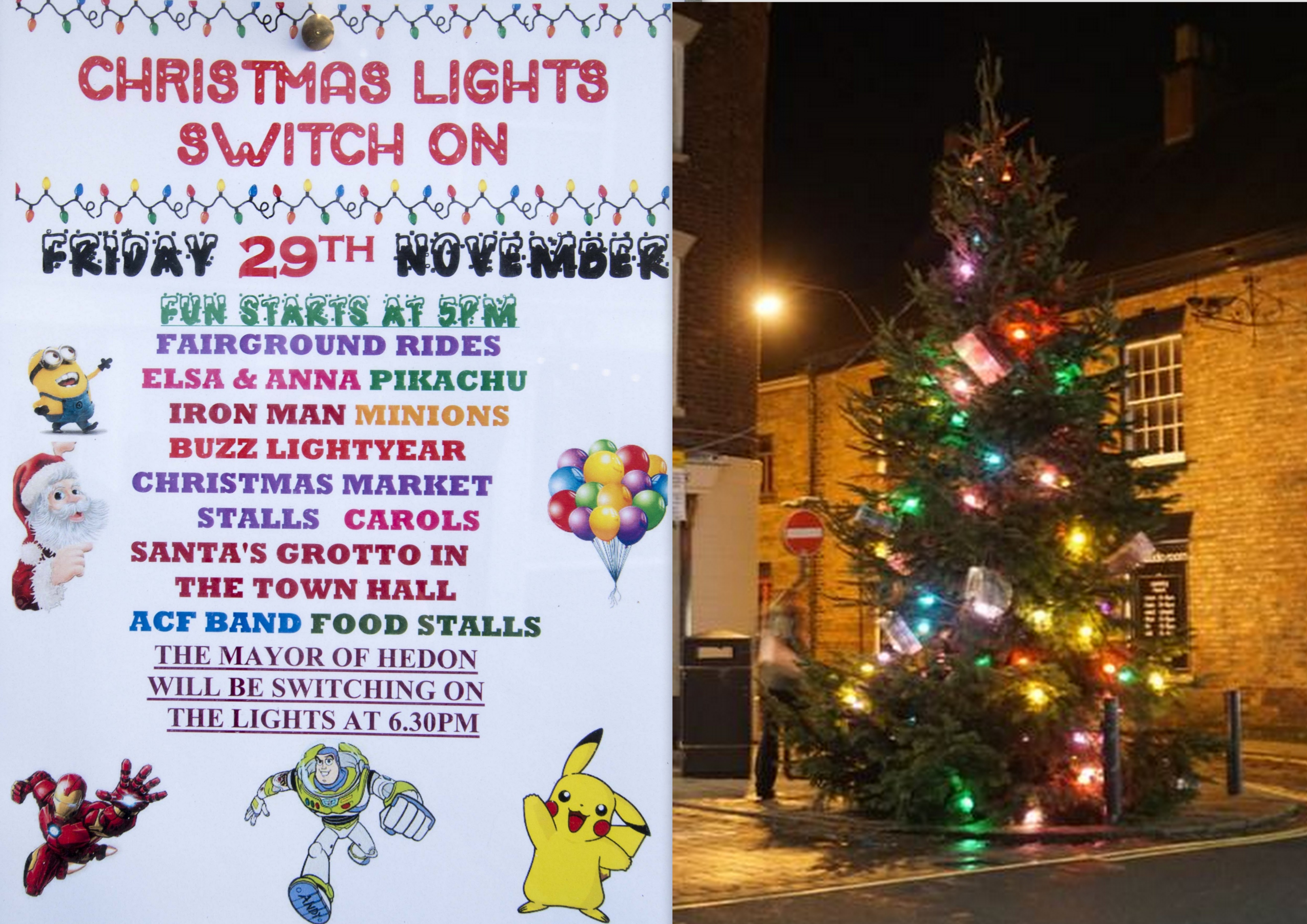 hedon christmas lights poster and tree