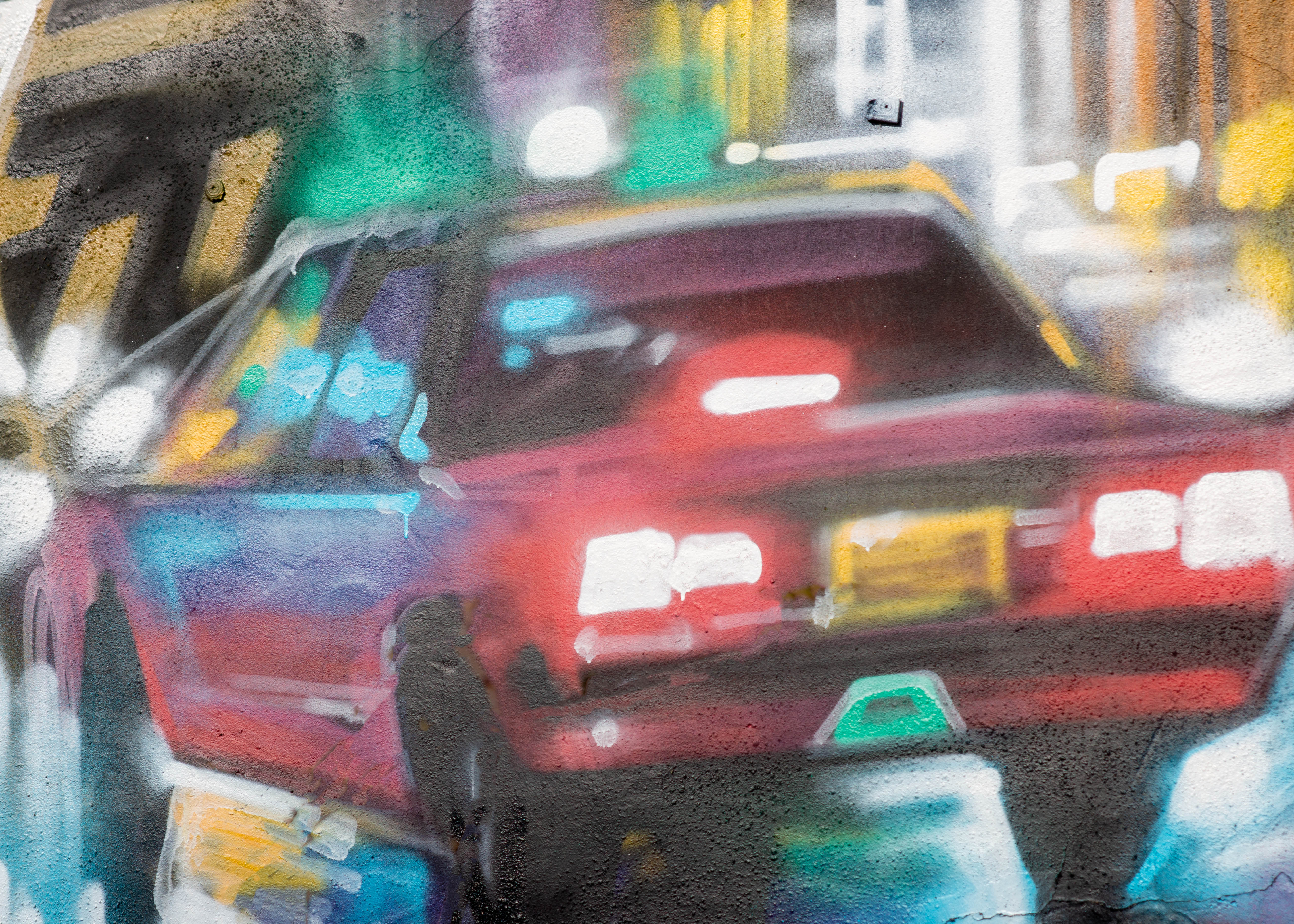 Guess Where Graffiti car Japanese lady scene cu