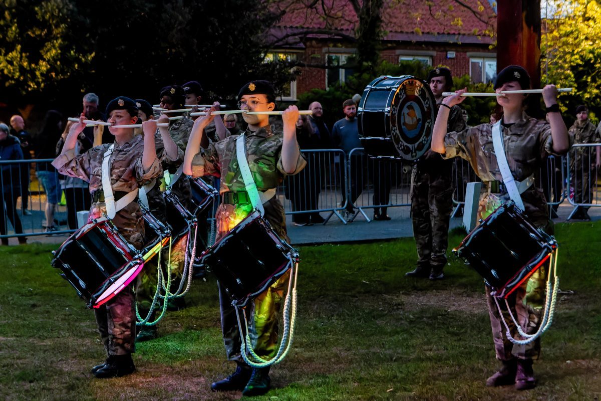 Army Cadets light up the drums attention